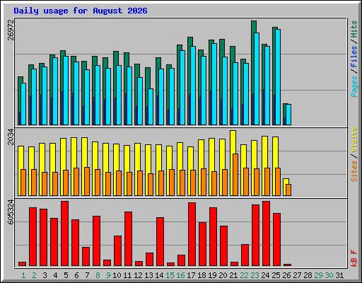 Daily usage for August 2026